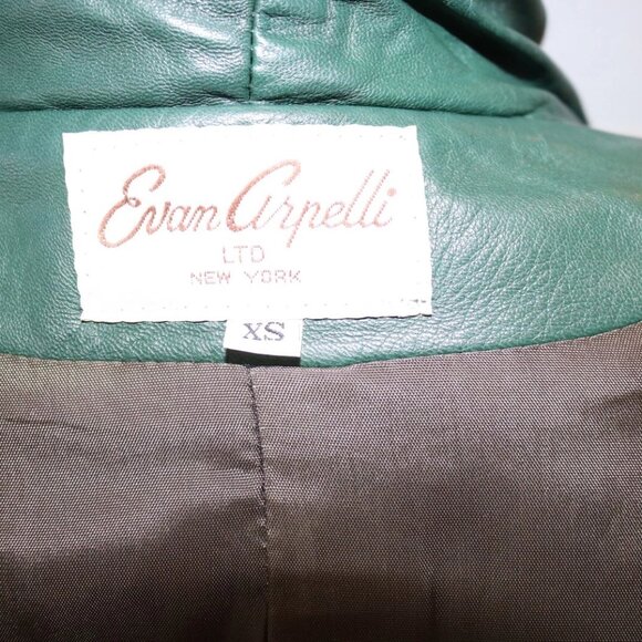 Womens Leather Swing Coat Green XS-S Soft Lambskin Y2K 80s-90s - Picture 12 of 12